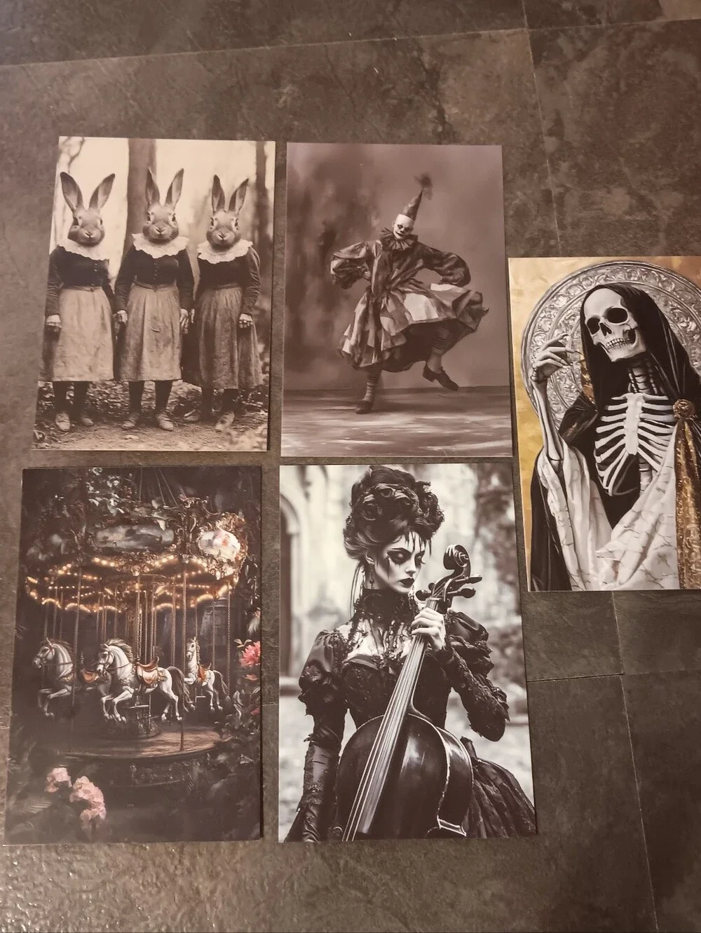 Dark Gothic Postcard Set Of 5, Academia Art Print Correspondence Notes 4x6